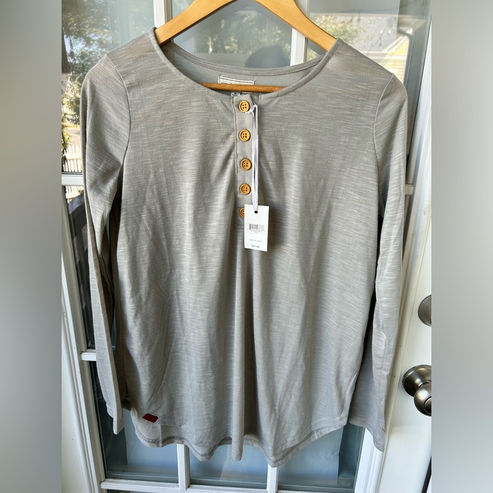 Simply Southern Grey long sleeve size small sm s nwt new Henley